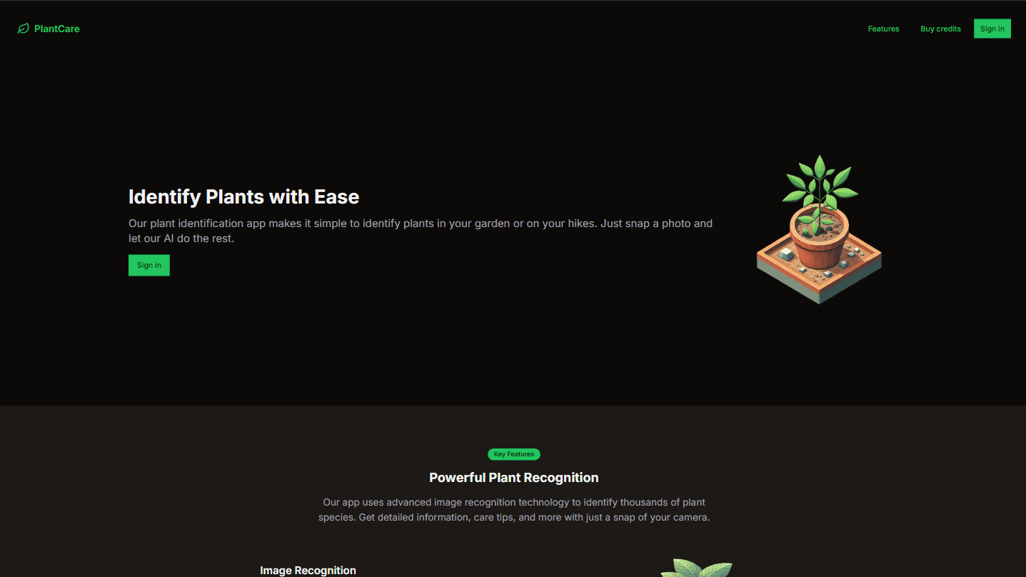 Plantcare homepage