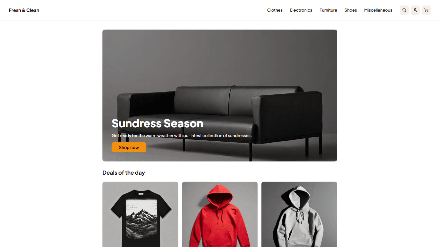 Ecommerce homepage